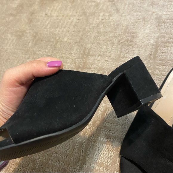 H&M Black Faux Suede Mule Heeled Sandals Size 5 (35) - Picture 5 of 15